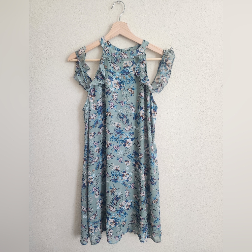 Xhilaration Women Midi Dress Floral Open Shoulders Size S